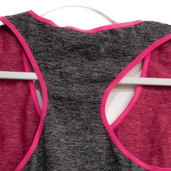 Active Pro Womens Racerback Tank Top With Pink Trim & Side Panels - Heather Gray - Picture 6 of 8